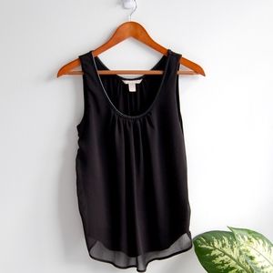 Banana Republic Leather Trim Sheer Tank Blouse